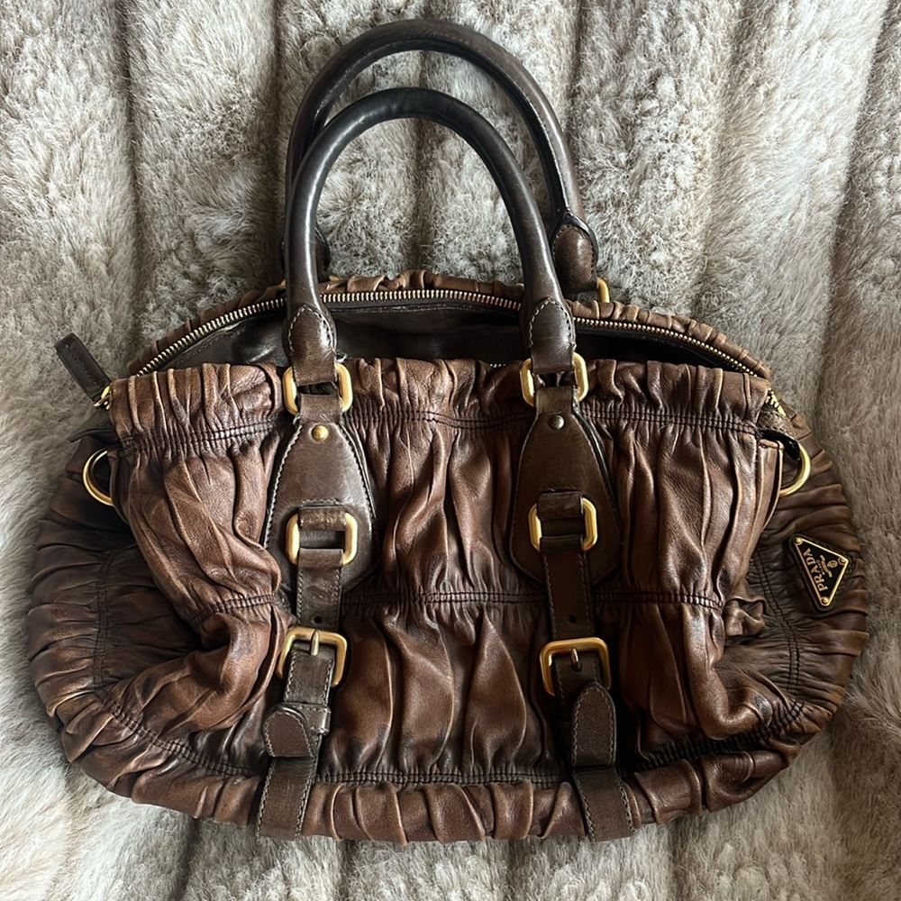 Prada brown leather handbag